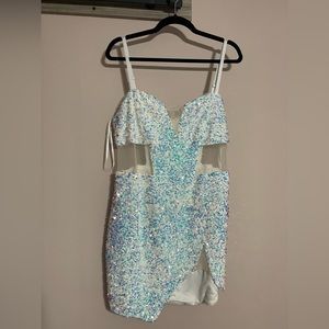 Fashionnova white sequin mini dress - 1X!